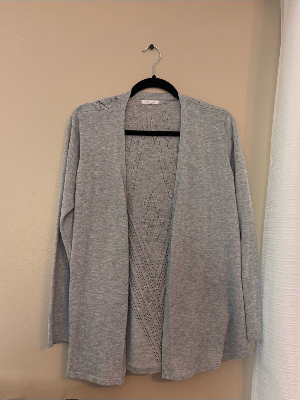 Maurices Light Gray Open-Front Knit Cardigan